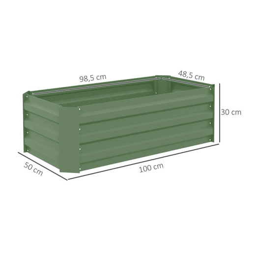 Outsunny Conjunto de 2 Caixas de Plantio de Aço Caixa de Plantio Quadrada para Cultivos de Plantas Flores Pátio Exterior 100x50x30 cm Verde