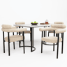 Conjunto de sala de jantar de 5 peças - mesa com pernas de metal e 4 cadeiras com assento em camurça creme, estilo moderno e confortável
