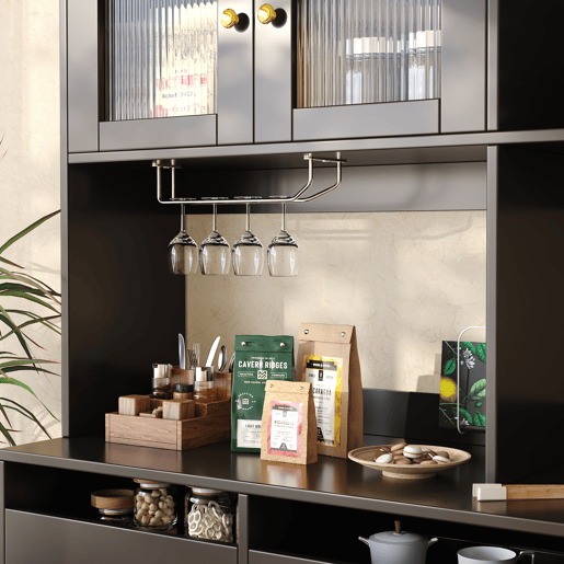 Armário de cozinha de mdf com 4 portas e 5 gavetas,preto