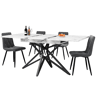 Conjunto de sala de jantar 120160x68 cm com 4 cadeiras - mesa extensível moderna, cadeiras de veludo cinza escuro com design diagonal, pernas pretas - cinza escuro e preto