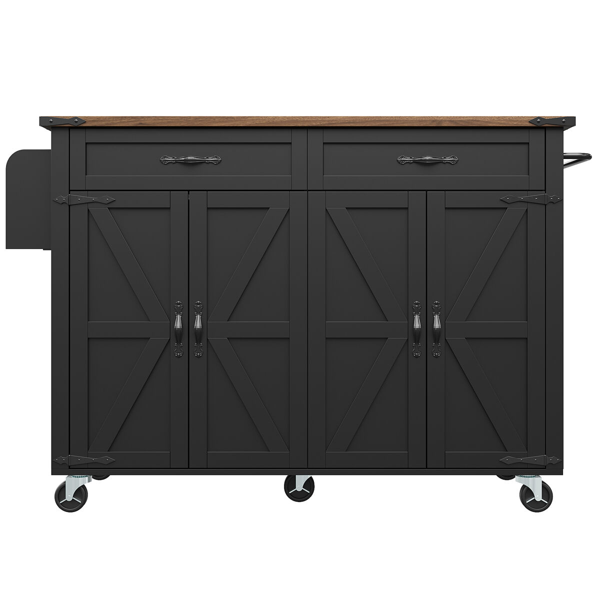 Carrito de cocina con 4 puertas y 2 cajónes 140 Negro