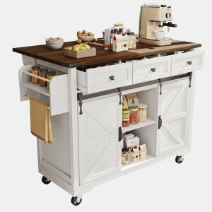 Carrinho de cozinha de mdf com 2 portas e 3 gavetas,branco
