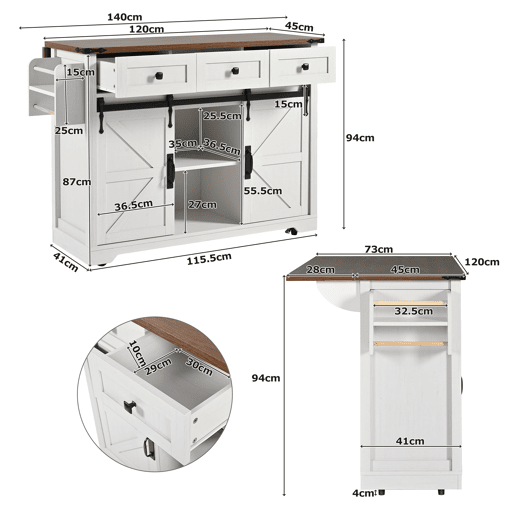 Carrinho de cozinha de mdf com 2 portas e 3 gavetas,branco Carrinho de cozinha de mdf com 2 portas e 3 gavetas,branco