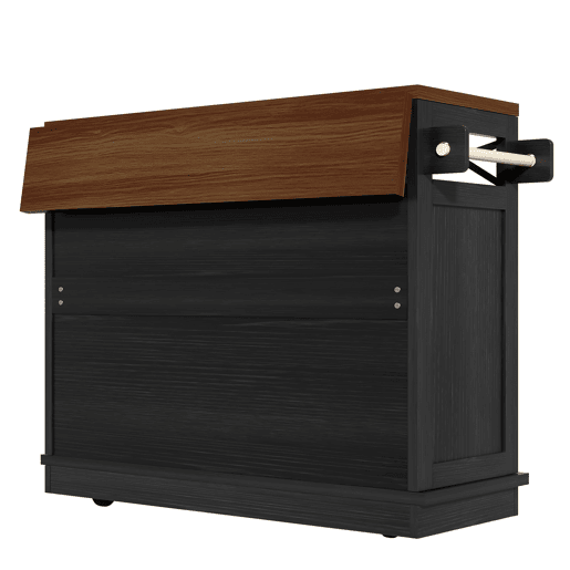 Carrinho de cozinha de mdf com 3 portas e 3 gavetas,preto