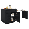 Ilha de cozinha extensible de mdf com 2 portas e 2 gavetas,preto+branco