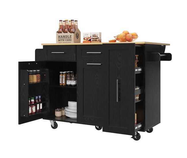 Carrito de cocina con 2 puertas y 3 cajones 134