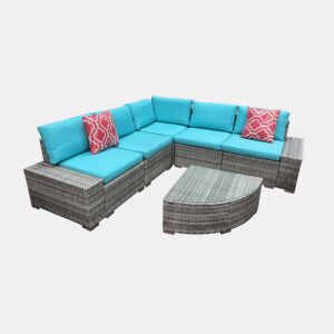 Conjunto de sofá e mesa de canto. Mobiliário para jardim e varanda.