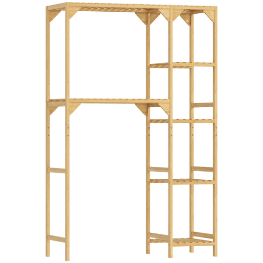 HOMCOM Estante para Máquina de Lavar em Bambu Móvel para Máquina de Lavar ou Sanita com Prateleiras Reversíveis e Ajustáveis Poupa Espaço Para Lavandaria Casa de Banho 100x40x157 cm Madeira