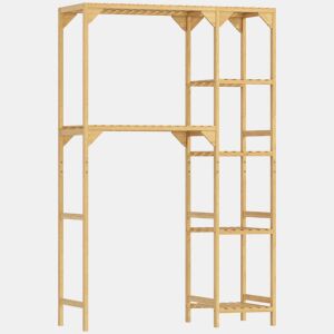 HOMCOM Estante para Máquina de Lavar em Bambu Móvel para Máquina de Lavar ou Sanita com Prateleiras Reversíveis e Ajustáveis Poupa Espaço Para Lavandaria Casa de Banho 100x40x157 cm Madeira