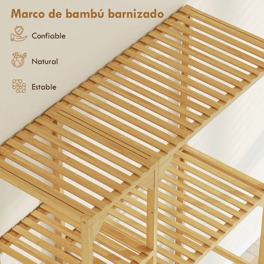 HOMCOM Estante para Máquina de Lavar em Bambu Móvel para Máquina de Lavar ou Sanita com Prateleiras Reversíveis e Ajustáveis Poupa Espaço Para Lavandaria Casa de Banho 100x40x157 cm Madeira