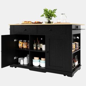 Carrinho de cozinha de mdf com 2 portas e 2 gavetas,preto