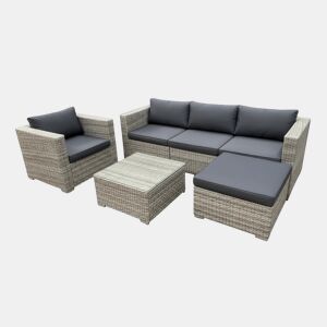 Conjunto para área externa: sofá + pufe + mesa e poltrona. Móveis para jardim e varanda.