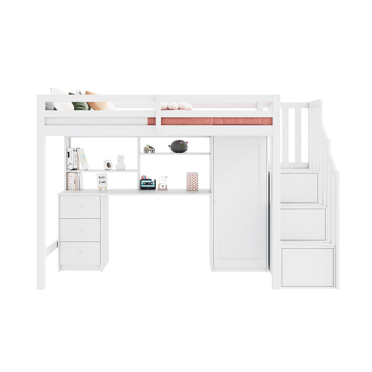 Cama alta de madera maciza