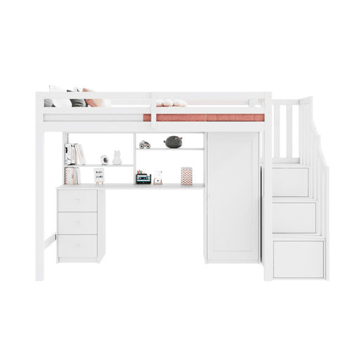 Cama alta,cama de criança de madeira maciça 90x200 cm,branco