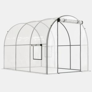 Outsunny Estufa de Exterior 3x2x2 m Estufa Túnel com Porta Enrolável 2 Janelas de Rede Cobertura de Plástico e Estrutura de Aço Anti-UV para Cultivos Plantas Flores Transparente