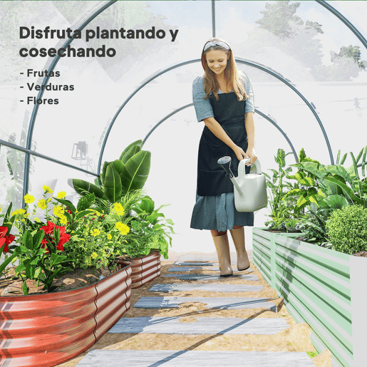 Outsunny Estufa de Exterior 3x2x2 m Estufa Túnel com Porta Enrolável 2 Janelas de Rede Cobertura de Plástico e Estrutura de Aço Anti-UV para Cultivos Plantas Flores Transparente