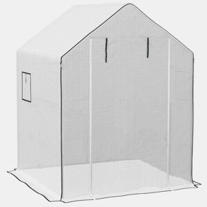 Outsunny Cobertura para Estufa 140x143x190 cm Cobertura de Substituição para Estufa com Janela Porta com Fecho de Correr Anti-UV Proteção de Plantas para Jardim Branco