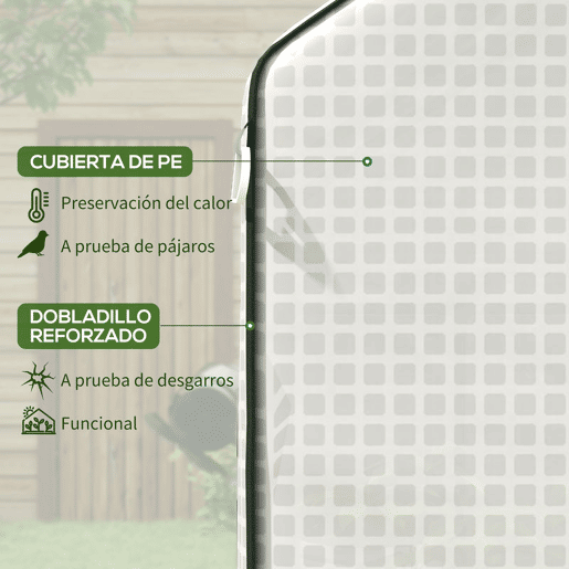 Outsunny Cobertura para Estufa 140x143x190 cm Cobertura de Substituição para Estufa com Janela Porta com Fecho de Correr Anti-UV Proteção de Plantas para Jardim Branco