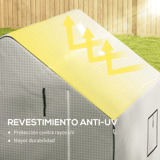Outsunny Cobertura para Estufa 140x143x190 cm Cobertura de Substituição para Estufa com Janela Porta com Fecho de Correr Anti-UV Proteção de Plantas para Jardim Branco