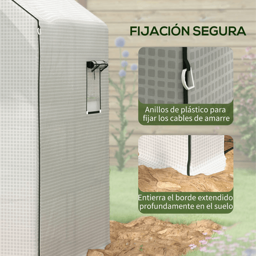 Outsunny Cobertura para Estufa 140x143x190 cm Cobertura de Substituição para Estufa com Janela Porta com Fecho de Correr Anti-UV Proteção de Plantas para Jardim Branco