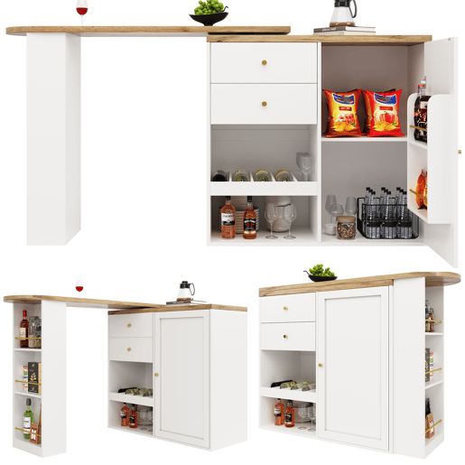 Mesa de bar extensível giratória de mdf,branco