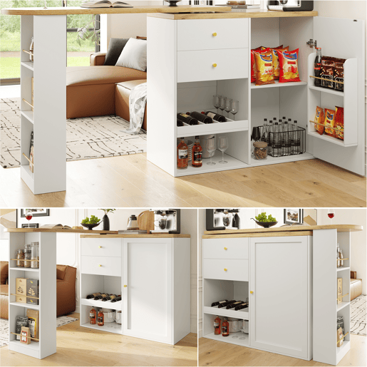 Mesa de bar extensível giratória de mdf,branco