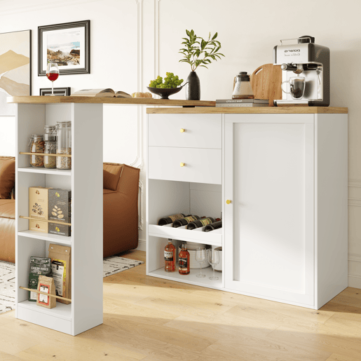 Mesa de bar extensível giratória de mdf,branco