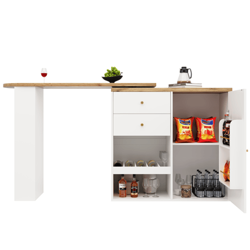 Mesa de bar extensível giratória de mdf,branco