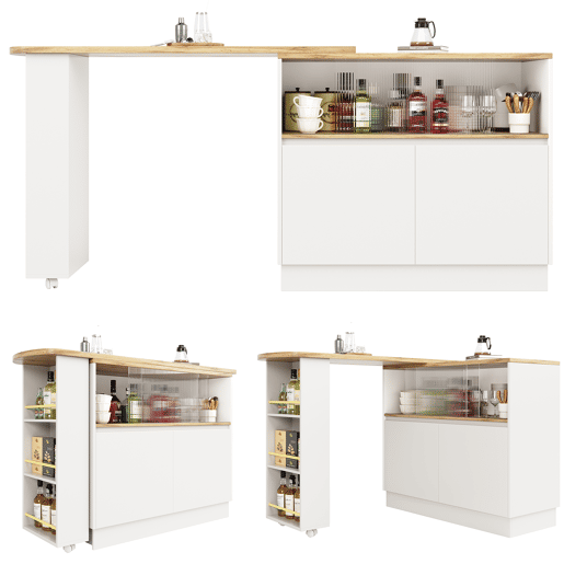 Mesa de bar extensível giratória de mdf,branco Mesa de bar extensível giratória de mdf,branco