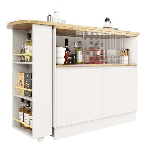 Mesa de bar extensível giratória de mdf,branco Mesa de bar extensível giratória de mdf,branco
