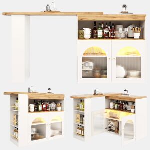 Mesa de bar extensível giratória de mdf com luz led,branco