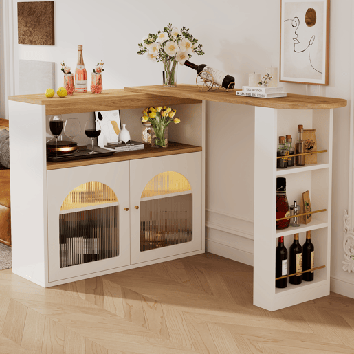 Mesa de bar extensível giratória de mdf com luz led,branco