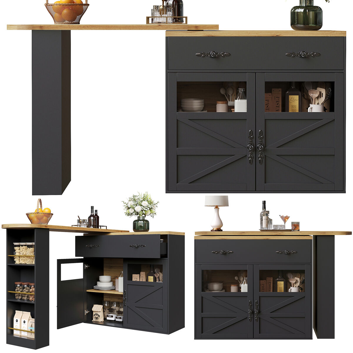 Mesa de bar extensible giratoria 204x39