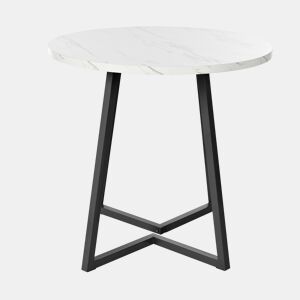 Mesa de jantar fixa redonda 80 cm de mdf,branco+preto