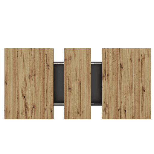 Mesa de jantar extensível retangular 110-140máx cm de mdf,natural+preto