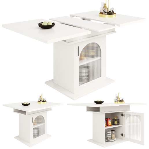 Mesa de jantar extensível retangular 110-140máx cm de mdf,branco Mesa de jantar extensível retangular 110-140máx cm de mdf,branco