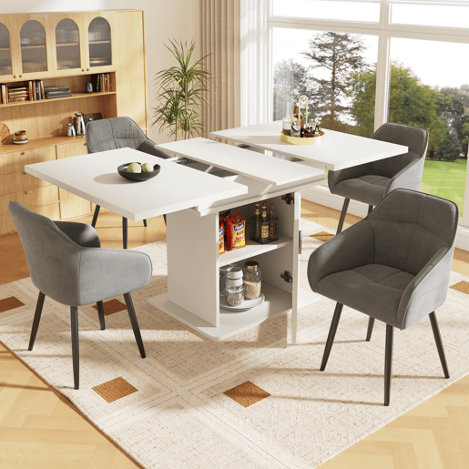 Mesa de jantar extensível retangular 110-140máx cm de mdf,branco Mesa de jantar extensível retangular 110-140máx cm de mdf,branco