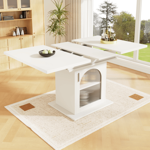Mesa de jantar extensível retangular 110-140máx cm de mdf,branco Mesa de jantar extensível retangular 110-140máx cm de mdf,branco