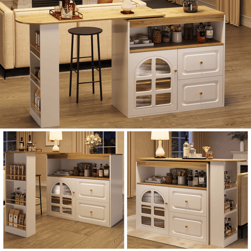 Mesa de bar extensível giratória de mdf,branco