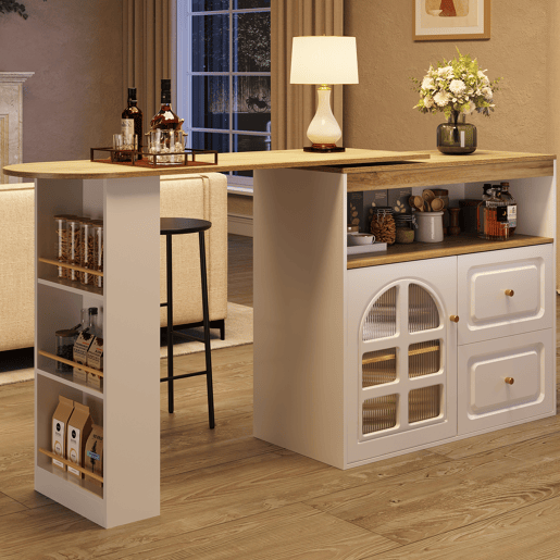 Mesa de bar extensível giratória de mdf,branco
