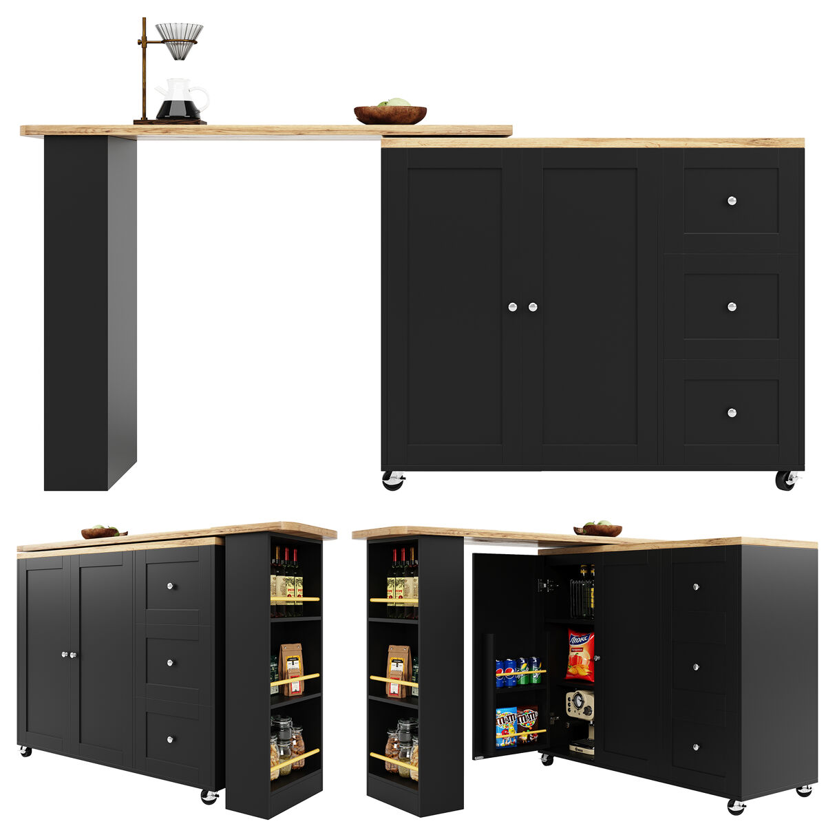 Mesa de bar extensible giratoria 135x39