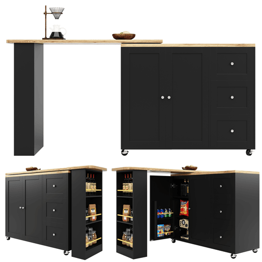 Mesa de bar extensível giratória de mdf,preto Mesa de bar extensível giratória de mdf,preto