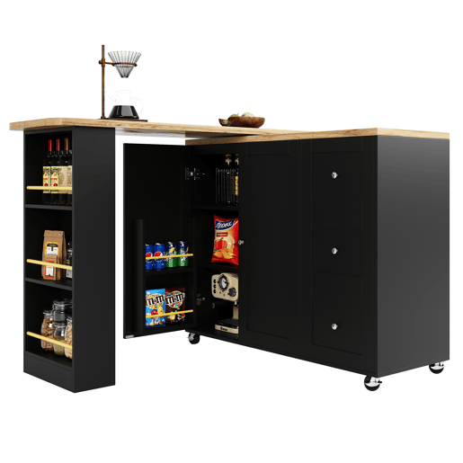 Mesa de bar extensível giratória de mdf,preto Mesa de bar extensível giratória de mdf,preto