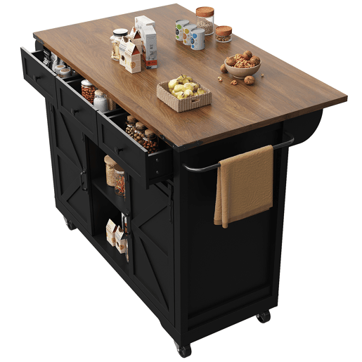 Carrinho de cozinha de mdf com 2 portas e 3 gavetas,preto Carrinho de cozinha de mdf com 2 portas e 3 gavetas,preto