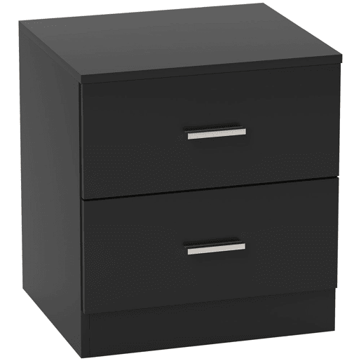 HOMCOM Mesa de Cabeceira Moderna, Mesinha de Cabeceira com 2 Gavetas, Mesa Auxiliar para Sala, Quarto, Closet, 45x39,5x49 cm, Preto