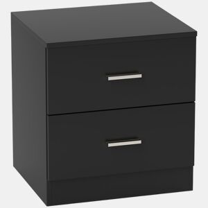 HOMCOM Mesa de Cabeceira Moderna, Mesinha de Cabeceira com 2 Gavetas, Mesa Auxiliar para Sala, Quarto, Closet, 45x39,5x49 cm, Preto