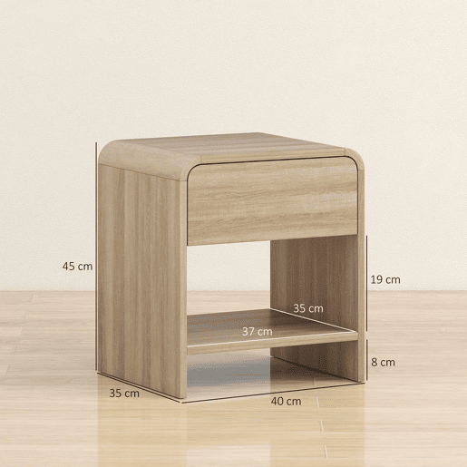 HOMCOM Conjunto de 2 Mesas de Cabeceira NĂ³rdicas com Cantos Arredondados Gaveta e Prateleira Aberta Mesa Auxiliar para Sala Quarto 40x35x45 cm Madeira HOMCOM Conjunto de 2 Mesas de Cabeceira NĂ³rdicas com Cantos Arredondados Gaveta e Prateleira Aberta Mesa Auxiliar para Sala Quarto 40x35x45 cm Madeira