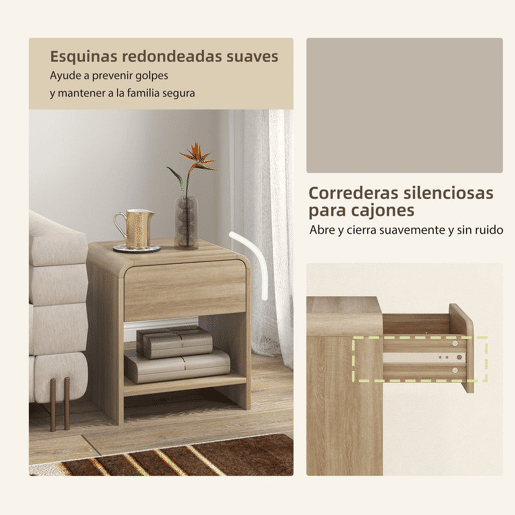 HOMCOM Conjunto de 2 Mesas de Cabeceira NĂ³rdicas com Cantos Arredondados Gaveta e Prateleira Aberta Mesa Auxiliar para Sala Quarto 40x35x45 cm Madeira HOMCOM Conjunto de 2 Mesas de Cabeceira NĂ³rdicas com Cantos Arredondados Gaveta e Prateleira Aberta Mesa Auxiliar para Sala Quarto 40x35x45 cm Madeira