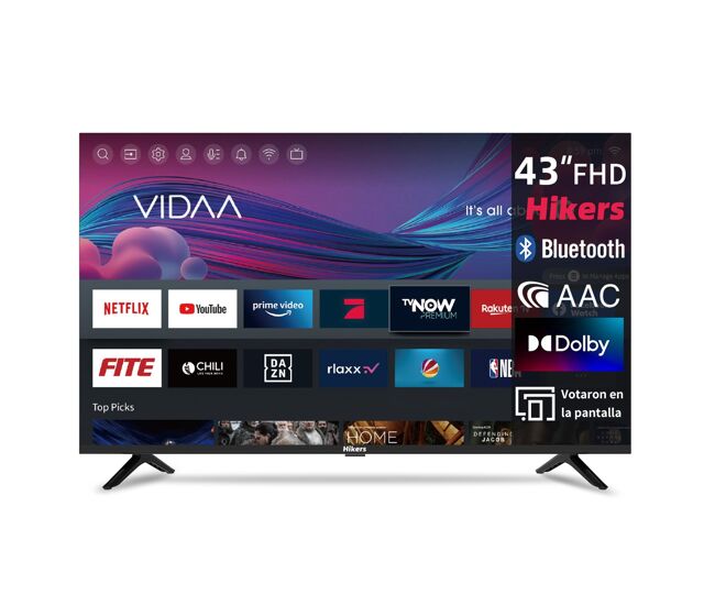 Hikers 43z1 televisor smart tv - pantalla 43 pulgadas resolución fhd 1920*1080 compatible android calidad sonido dolby atmos - negro