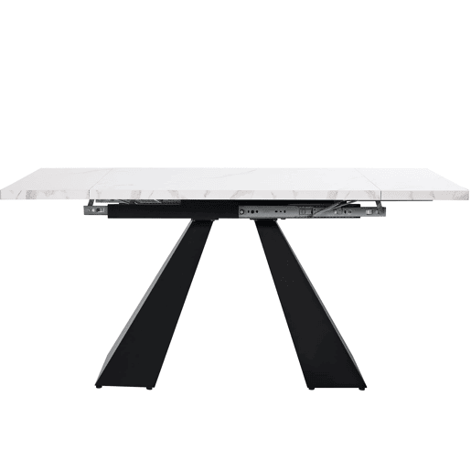 Conjunto de sala de jantar de 5 peças 160x80cm - Mesa extensível com 4 cadeiras de veludo cinzento - Branco e preto